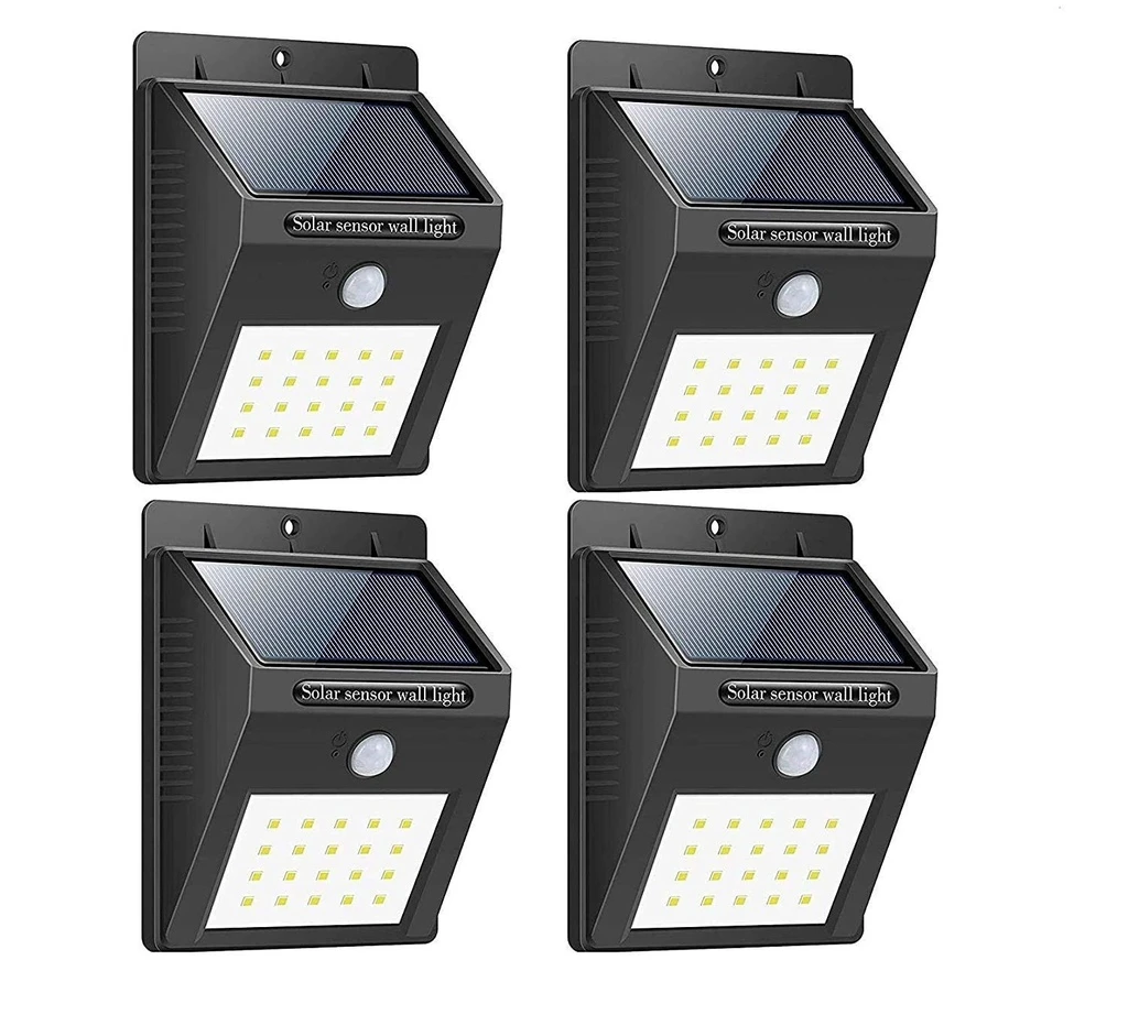 [COMBO-00065] Set 4 Lampi Solare cu Senzor de Miscare, 20 LED-uri fiecare, Lumina Alb Rece 6500K