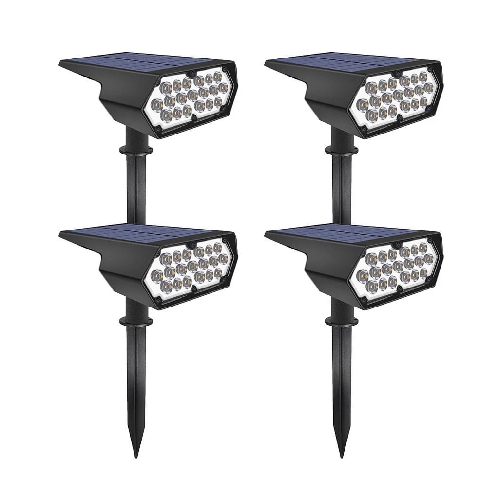 [COMBO-00088] Set 4 Lampi Solare LED cu 19 LED-uri, IP65, pentru Exterior, Lumina Alb Rece 6500K, Negru