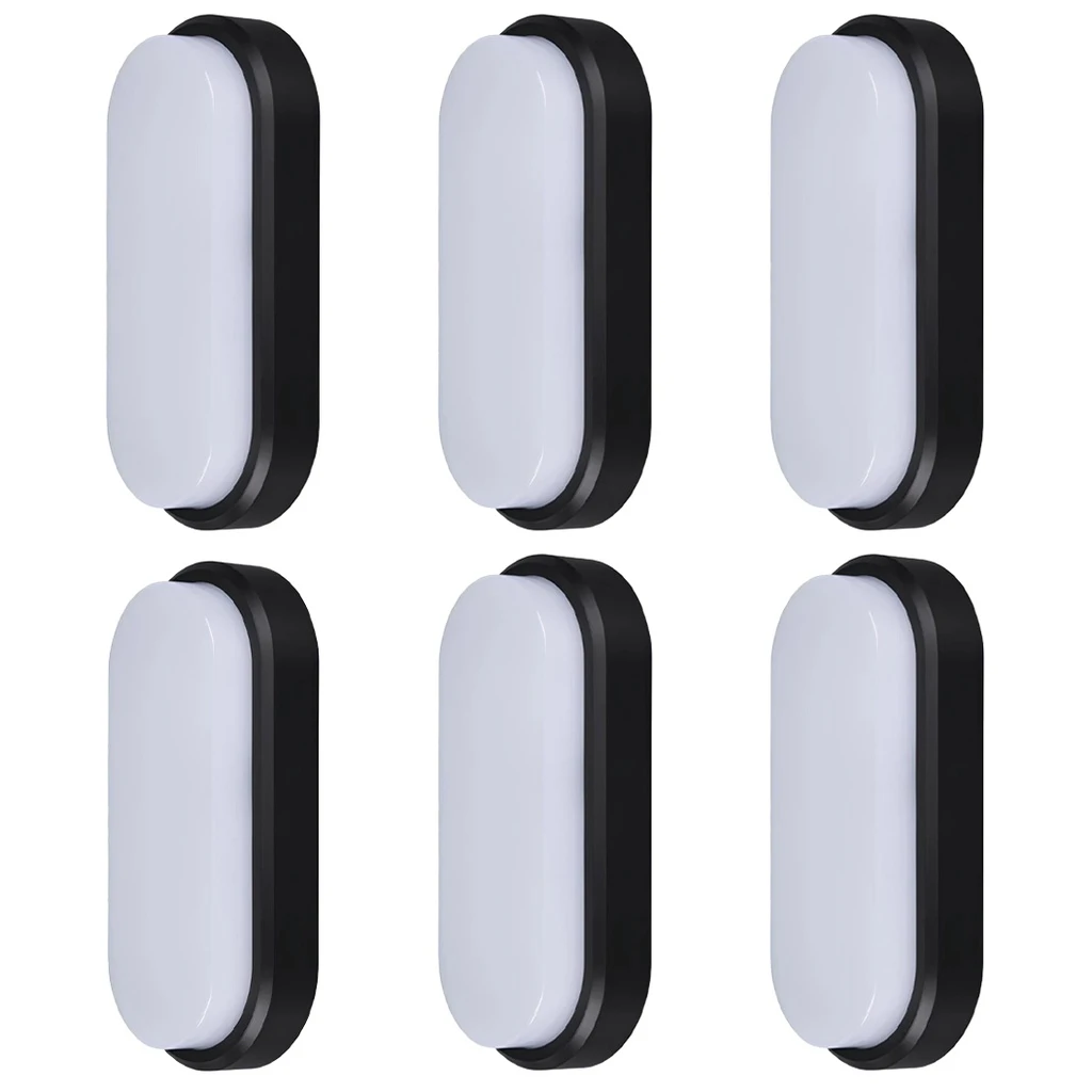 [COMBO-00136] Set 6 Aplice LED 12W Oval pentru Exterior, 3000K, Negru