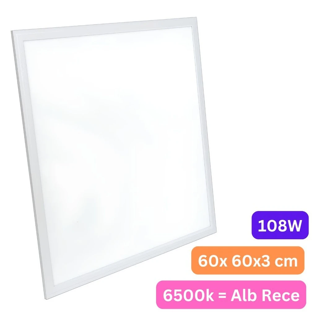 [LBZ-00023] Panou LED 60x60 cm, 108W, Lumina Rece 6500K, Model Premium, Rama Alba, Ideal pentru Tavan Casetat, Incastrat