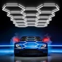[LBZ-00210] Set 14 Hexagoane LED Honeycomb 399W, 6500K lumină alb rece, 47880 lumeni, structură premium din aluminiu, 405 x 236 cm