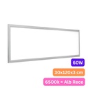 LED panel 30x120 cm, 60W, Eco model, White frame, 6500k, recessed frame/White