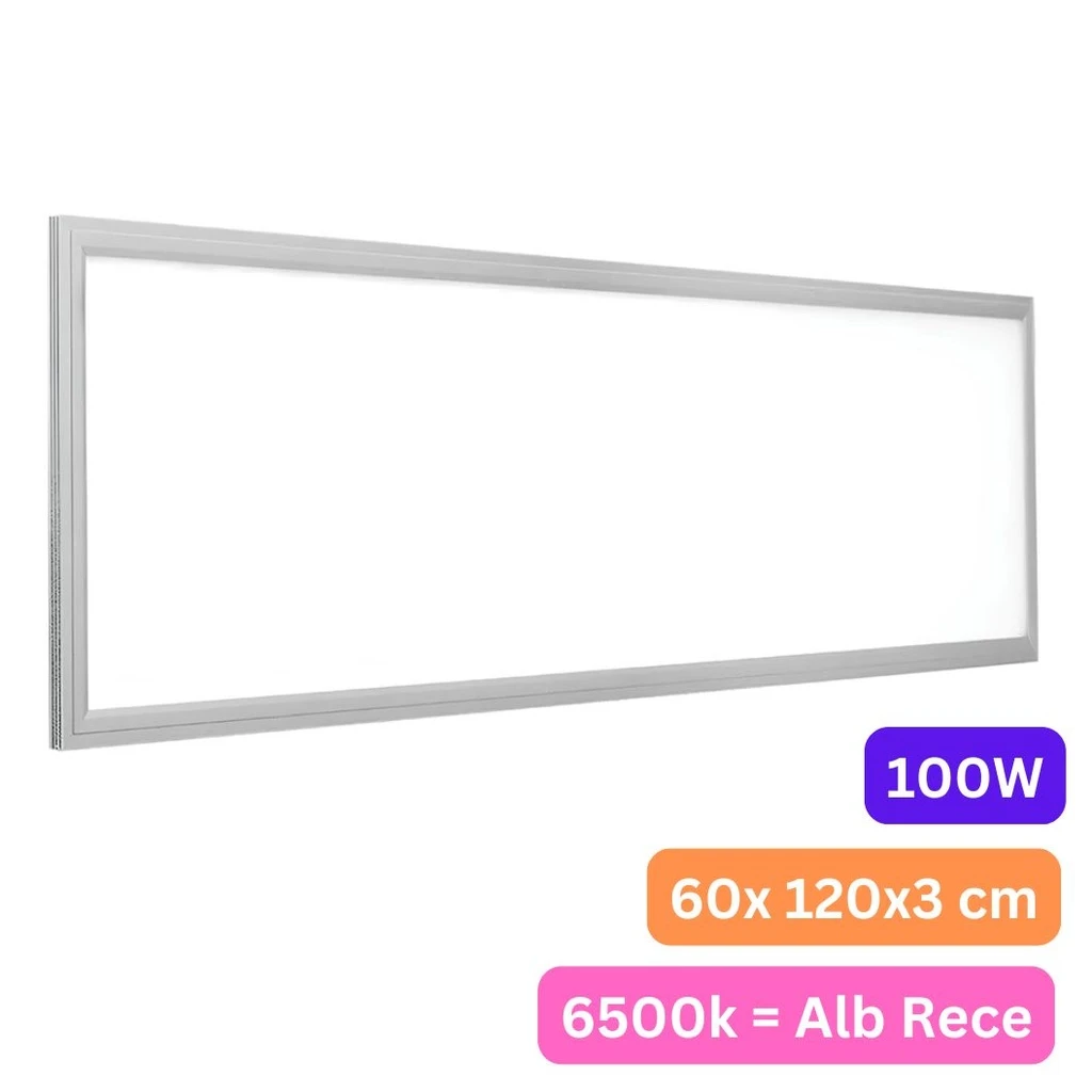 [LBZ-00032] Panou LED 60x120 cm, 100W, Lumina Rece 6500K, Model Premium, Rama Alba, Ideal pentru Tavan Casetat, Incastrat