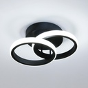 Lustra LED 20W - 2 Cercuri, 3 trepte de culoare (Alb Rece, Neutru, Cald), Design Modern, 24x17x10 cm, Negru