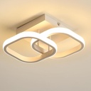Lustra LED 20W - 2 Patrate, 3 trepte de culoare (Alb Rece, Neutru, Cald), Design Modern, 28x19x10 cm, Alb