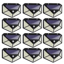 Set 12 Lampi Solare LED de Exterior, 100 LED-uri SMD cu Senzor de Miscare, Montaj pe Perete, Fara Cablu, Lumina Alba Rece 6500K